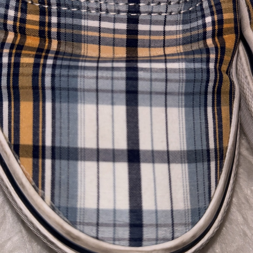 Vans Unisex Plaid & Leather Canvas Sneaker, Size US Men 6.5, US Women 8 - Picture 3 of 16
